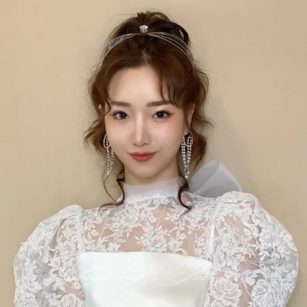 

headdress hepburn simple fairy gas wedding dress jewelry french bridal crown female 18-year-old hair ornament, Silver