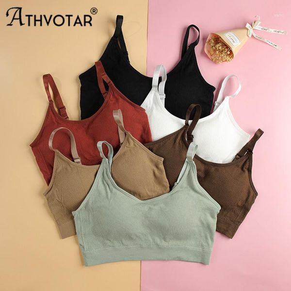 

athvotar female stripe soft wireless bar padded breathable tank adjusted comfortable brassiere underwear1, Red;black