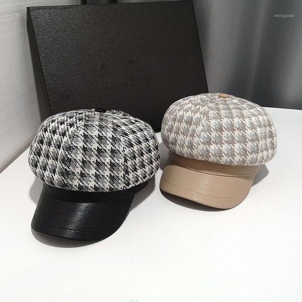 

stingy brim hats tweed design caps for women ladies fashion cotton sboy cap female elegant winter visors warm caps1, Blue;gray