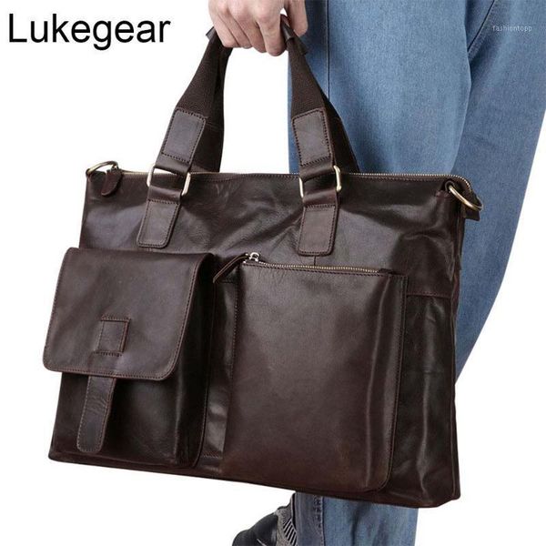 

briefcases lukegear mens cowhide bags for men messenger genuine leather1