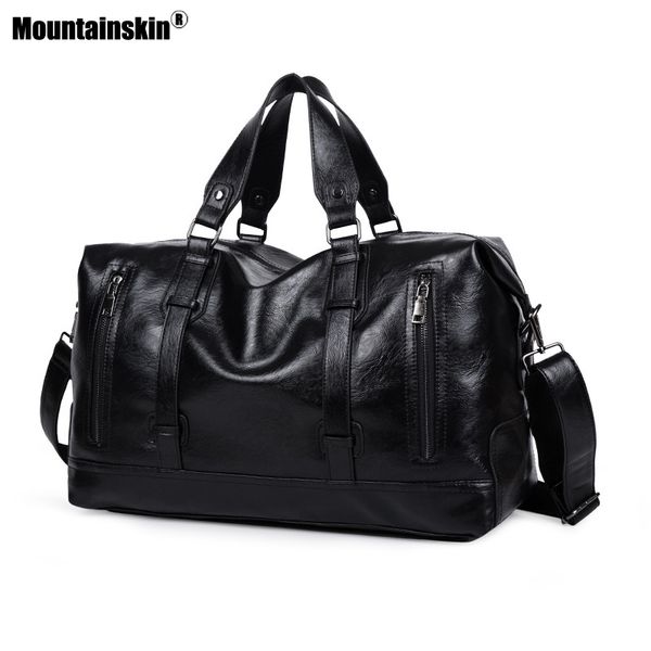 

mountainskin men's casual travel bags pu leather large capacity handbags business messenger shoulder luggage bag male sq007