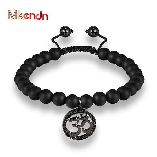 

mkendn new fashion om 8mm natural stone bracelets bangles elastic rope chain yoga bracelets for women men jewelry bbyzig alice_bag
