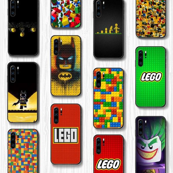 

lego mobile phone cover huawei p8, p9, p10, p20, p30, p40, lite pro plus, z smart, 2019, black, prime, 3d, paint