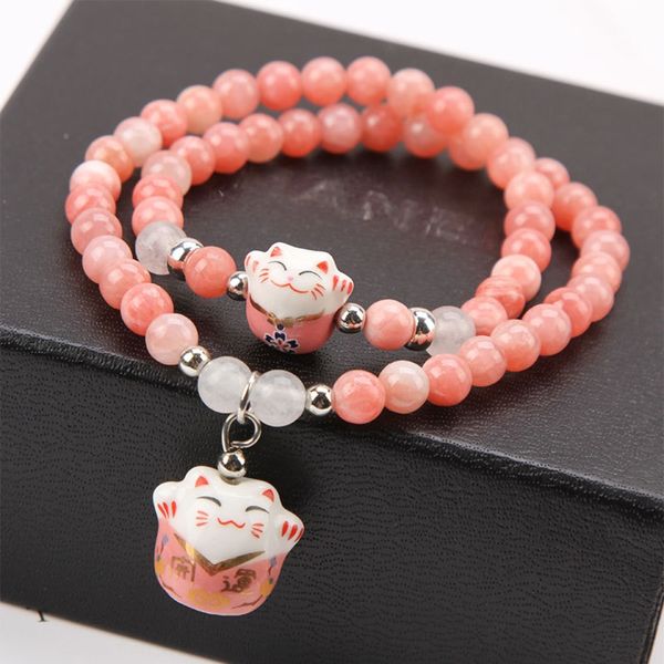 

корейская версия универсала клубники кристалла из бисера браслет, чтобы привлечь богатство кошки wangfu камень переноса цветение персика из, Golden;silver