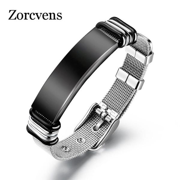 

zorcvens 2020 новый черный / серебристый цвет нержавеющей стали ремешок браслеты для man прохладный punk моды часы марки bangle, Black