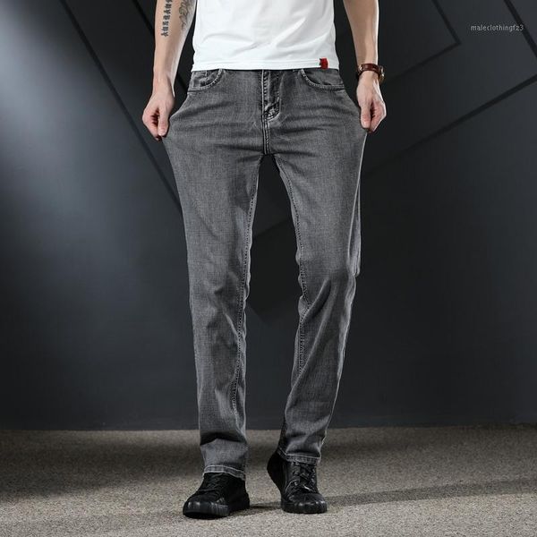 

men's jeans 2021 spring men's stretch black gray classic style fashion casual regular fit denim trousers male brand pants 28-401, Blue