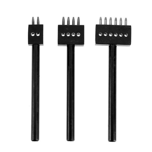 

3pcs/set 5mm punch 2 4 6 prong leather craft tool puncher leathercraft spacing round row hole q1106