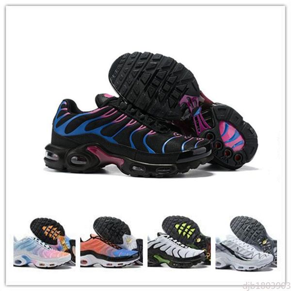 

d68 fashion tn plus gs greyy se og cq decon pack mercuriales running shoes mens womens sports shoes chaussures blue fury sports 40-45, Black