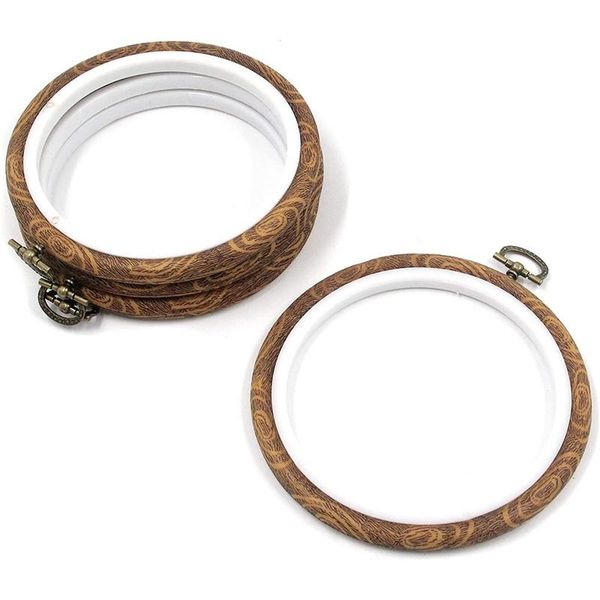 

rubber embroidery ring 4 pcs imitation wood embroidery ring cross stitch hoops for and hanging 5.1 inch, Black