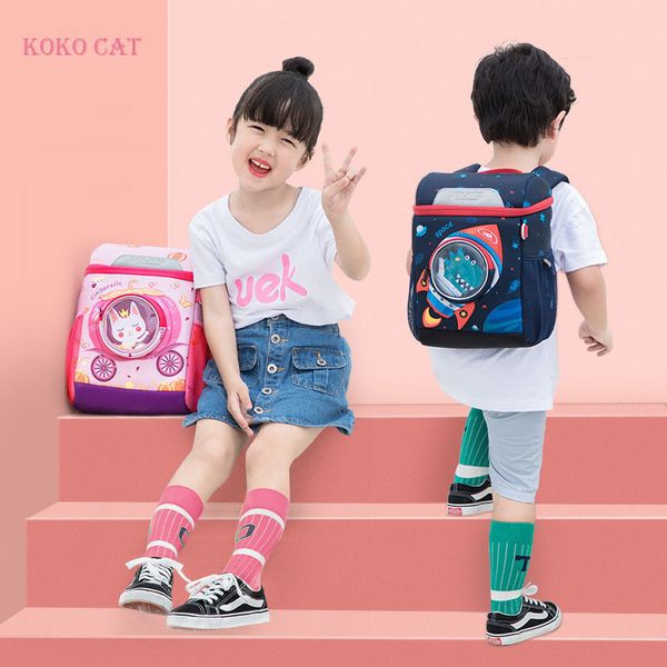 

3d space dinosaur rabbit school backpack for 2-6 years old waterproof cartoon boys schoolbag children gift mochila infantil (s) y200706