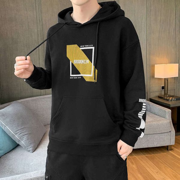 

new hooded wear sweater 20 autumn youth handsome long sleeve loose sportswear men's coat, Gray