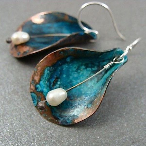 

unique shell simulated pearl pendant drop earrings for women bridal wedding party multilayer leaves earring birthday gift o3j749, Silver