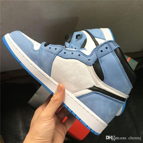 

release air authentic 1 high og university blue outdoor shoes white men midnight blue black retro sneakers runner sports with original box