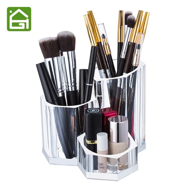 Caixa de escova de maquiagem acrílica clara titular cosméticos Caixa de organizador para batom delineador lápis esmalte y200111
