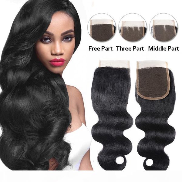 

brazilian body wave virgin human hair 4x4 lace closure full density body wave natural color wholesale hair extension brazilian virgin hair, Black;brown