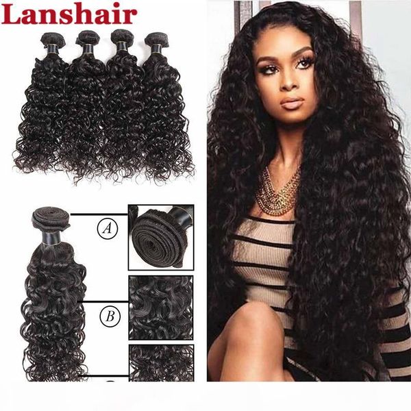 

wholesale water wave peruvian human hair 4 bundles lot water wave peruvian virgin hair weaves 4 bundles human hair wefts ing, Black