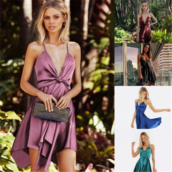 

v-neck holiday dress women irregular sling dress fashion trend sleeveless solid color dresses designer female summer loose casual, Black;gray