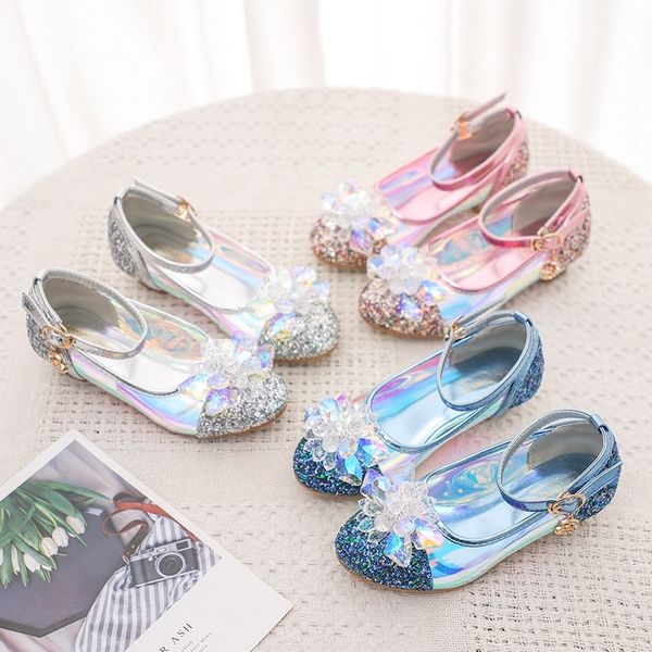 scarpe da prestazione per bambini primavera nuove scarpe da ragazza scarpe da principessa per ragazze di fiore di cristallo lucido all'ingrosso 201201