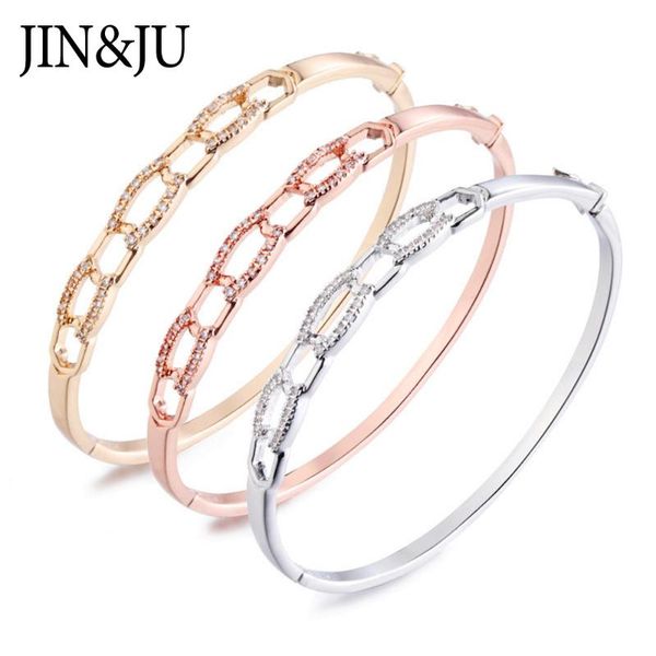 

jin&ju fashion jewelry bangle bracelets for women silver color plated bangles cubic zircon braceltes birthday gift, Black