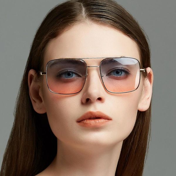 

sunglasses women square 2021 retro metal frame pink lens sun glasses vintage luxury mirror polarized, White;black