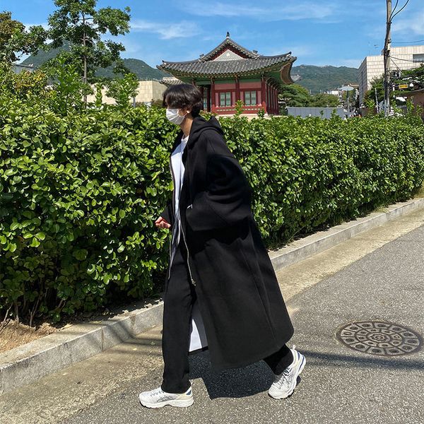 

2021 new moletom masculino outono inverno novo magro de slida moda capuz personalidade juventude osus, Black