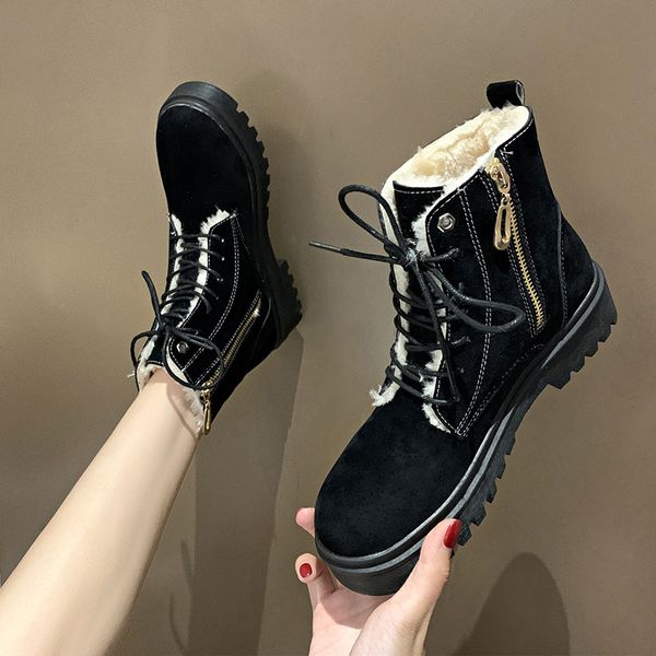 

2020 winter fashion women's boots keep warm round head zipper women boots black square-heel mid-heel pu women shoes botas mujer