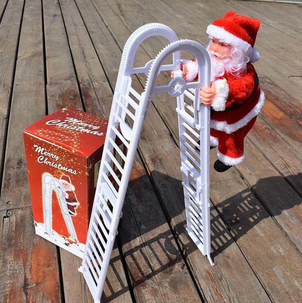

санта-клаус электрический подняться двойной ladder висячие куклы украшения рождественской елки украшения xmas игрушки подарки морские перево