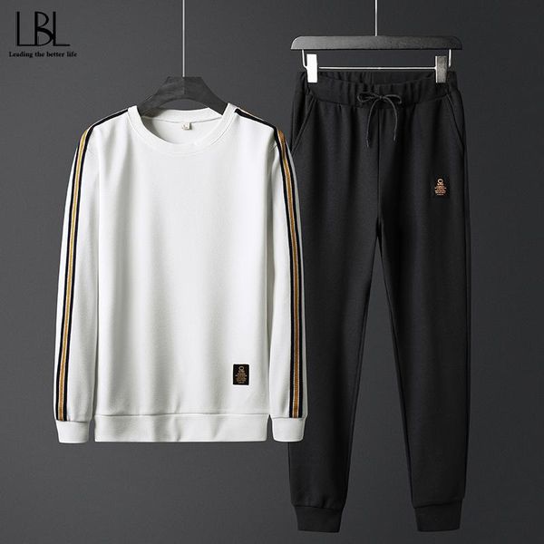 

casual men tracksuit autumn spring sweatshirt + sweatpants 2 pieces set outfit sportswear male pullover outwear mens sportsuit, Gray