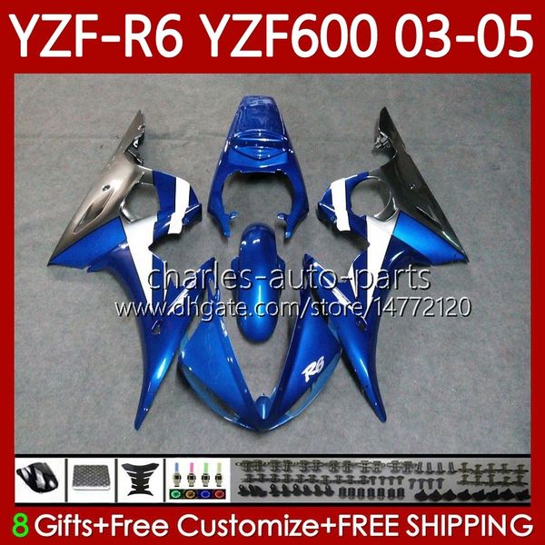 Feedings para Yamaha YZF-R6 YZF600 YZF R 6 Novo Azul 600 CC YZFR6 03 04 05 Bodywork 95NO.105 YZF R6 600CC 2003 2004 2005 Cowling YZF-600 03-05 OEM Body Kit