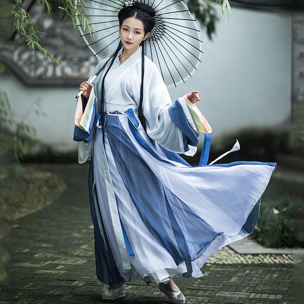 

spring summer hanfu dress fairy clothes for women wei jin dynasty oriental folk dance festival national stage outfits hanfu 767, Black;red