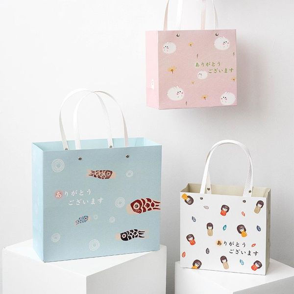 

birthday wedding gift bag packaging bag with handles cute patterns fashion shopping party supplies kawaii 1set