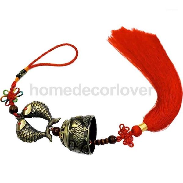 

brass fish wind chime hanging bell charm chinese knot feng shui ornament1