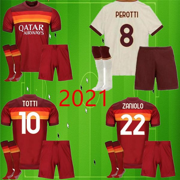 

2021soccer jerseys as de rossi roma dzeko zaniolo rome totti perotti kolarov 20 21 football shirt 2020 2021kids kit + socks uniforms maillot, Black