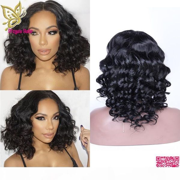 

bouncy curly lace front human hair wigs malaysian full lace wigs human hair curly with baby hair for black women, Black;brown