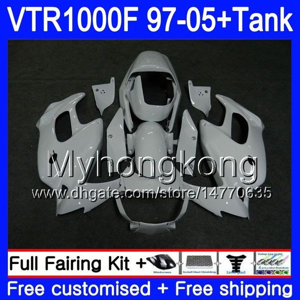 Body + Tank для Honda Superhawk VTR1000F 97 98 99 00 01 05 56HM.54 VTR1000 F VTR 1000 F 1000F 1997 1998 1999 2000 2001 Все белые горячие обтекивания