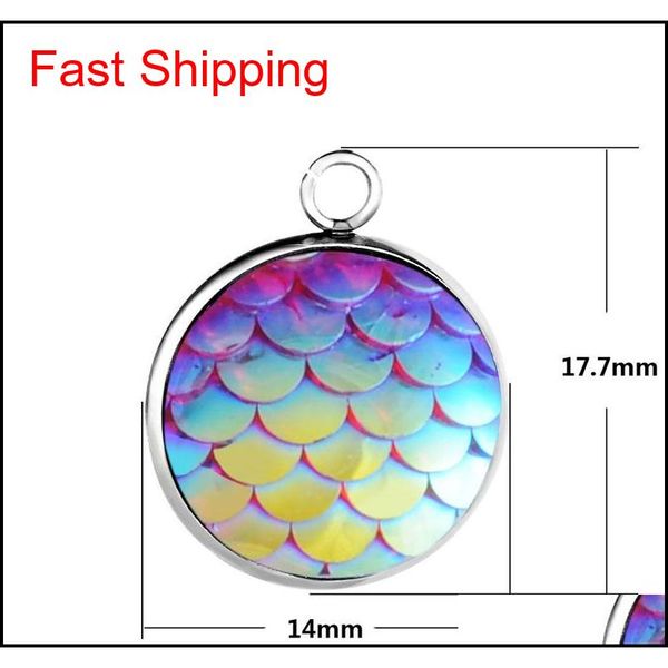

14mm stainless steel mermaid scale charms for jewelry necklace making diy 12 colors fis qyljcj bde_home, Silver