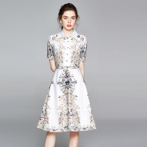 

платье 2020 нагрудные коротким рукавом печати мода темперамент -линии лето платье 2020 отворотом короткий рукав печать моды темперамент a-ли, Black;gray