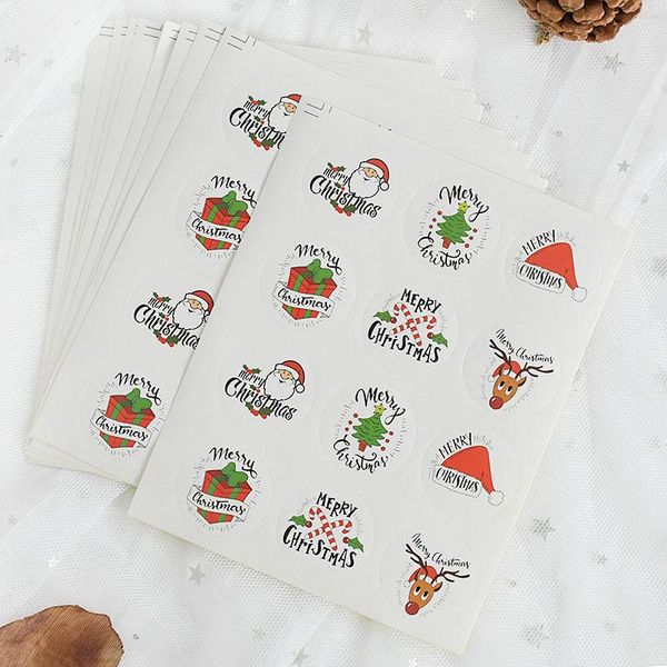 

120pcs round christmas decoration sticker santa snowflake pattern seal labels xmas gift decor for package stationery sticker bbyeqf