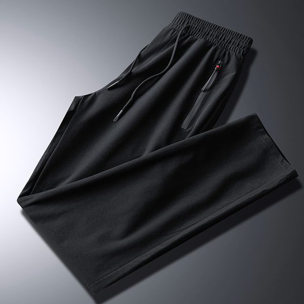 

2020 summer men's ice silk casual pants quick dry elasticity thin breathable long trousers plus size 7xl 8xl sweatpants male, Black