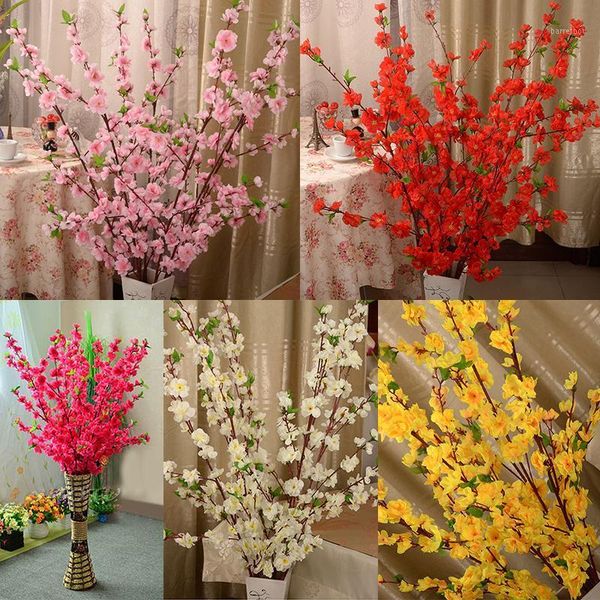 

160pcs artificial cherry spring plum peach blossom branch silk flower tree for wedding party decoration white red yellow pink1
