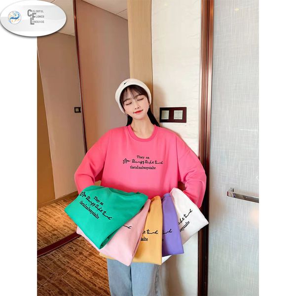 

women's sweatshirts sweater women's autumn thin hoodless jacket ins wild harajuku style loose student 2022 new, Black