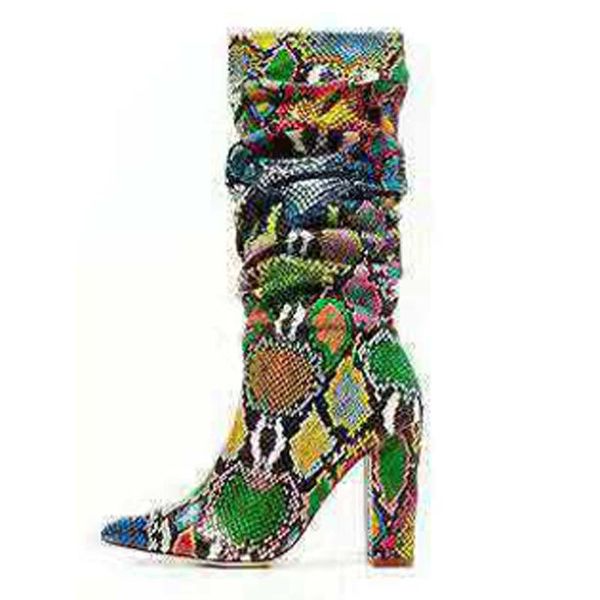 

boots 2021 winter flower colour coarse with high will code women's shoes, Black