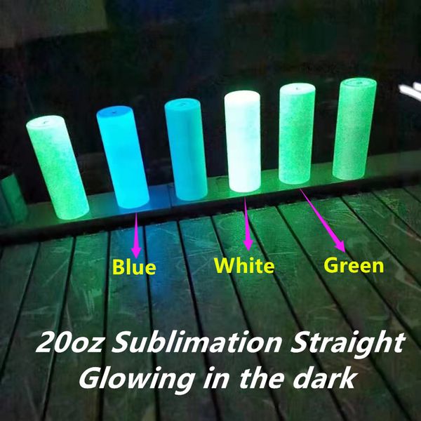 

new straight 20oz sublimation luminous paint cups with straw glowing in the dark white stainless steel water bottles drinking milk mugs a12