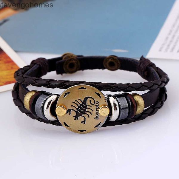 

knitting punk gift 12 adjustable constellation leather bracelet student jewelry, Silver
