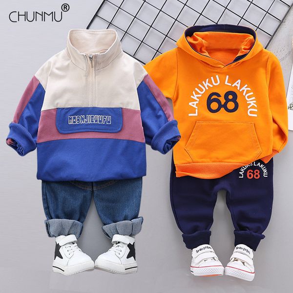 

toddler boys clothing set spring casual kids baby clothes sets for boys hooded t-shirt + pants outfit suit children clothes lj201202, White