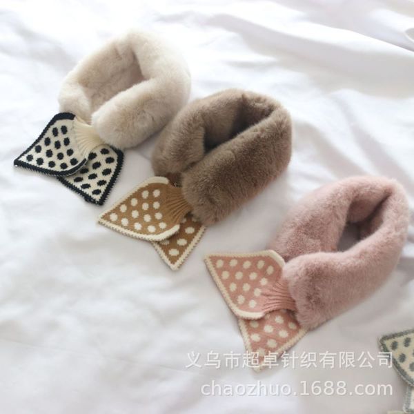 

winter children's xiaoqing new wave 2020 point wool cross scarf, Red;brown
