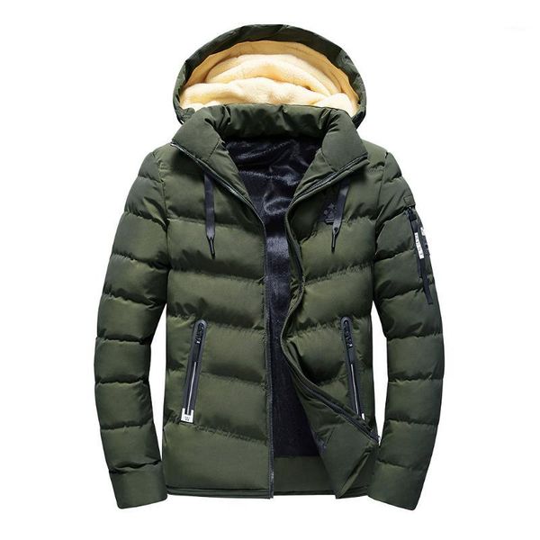 

2018 winter jacket men parkas men's autumn winter pure color pocket open a hat zipper hooded jacket coat warm coats parka men1, Black