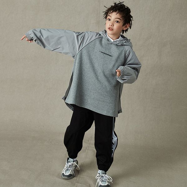 

cool hip hop dance clothes for kids gray street dance wear rave dance outfits performance stage costume children joggers jl1571, Black;red