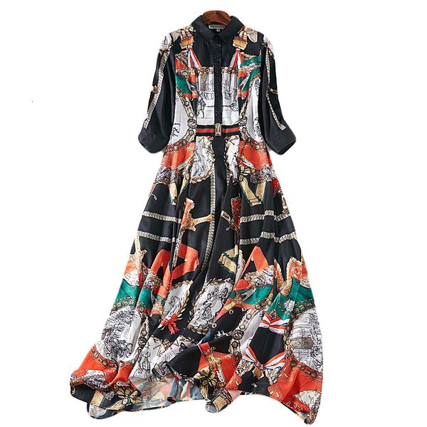 

xf shirt clothes of chiffon tribunal retro eagle printing belt 2021 summer new women in elegant casual party designer nq7d, Black;gray