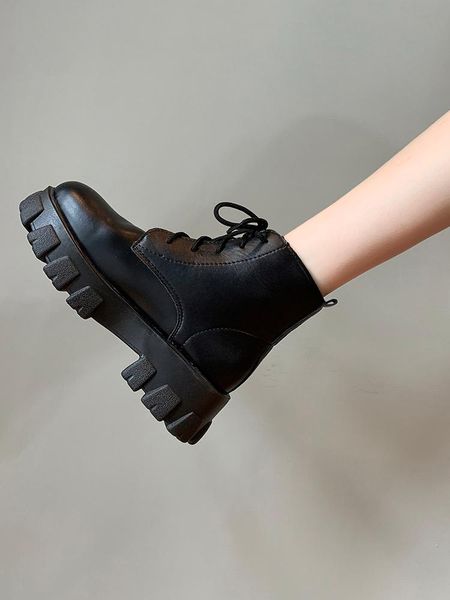 

women's rubber boots shoes summer booties round toe lace up luxury designer boots-women platform rain riding ankle rock, Black